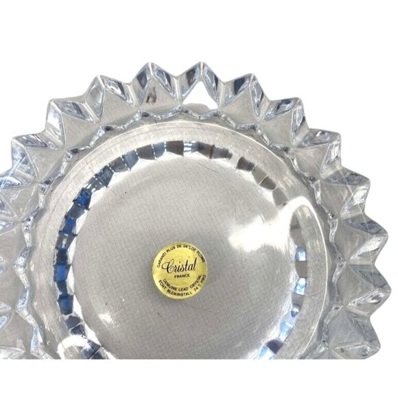 French Cristal D'Arques Clear Lead Crystal Glass Bowl Geometric Design - Picture 4 of 5